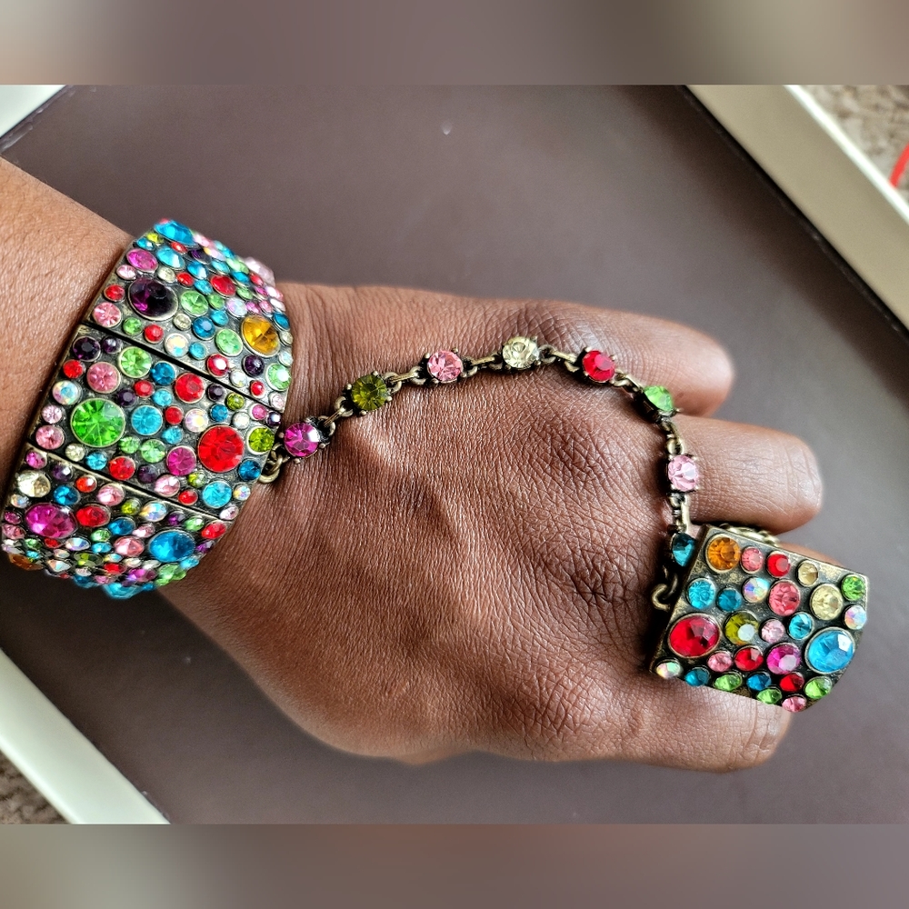 Gypsy Multi-Colored Connected Ring Bracelet-Stret… - image 2